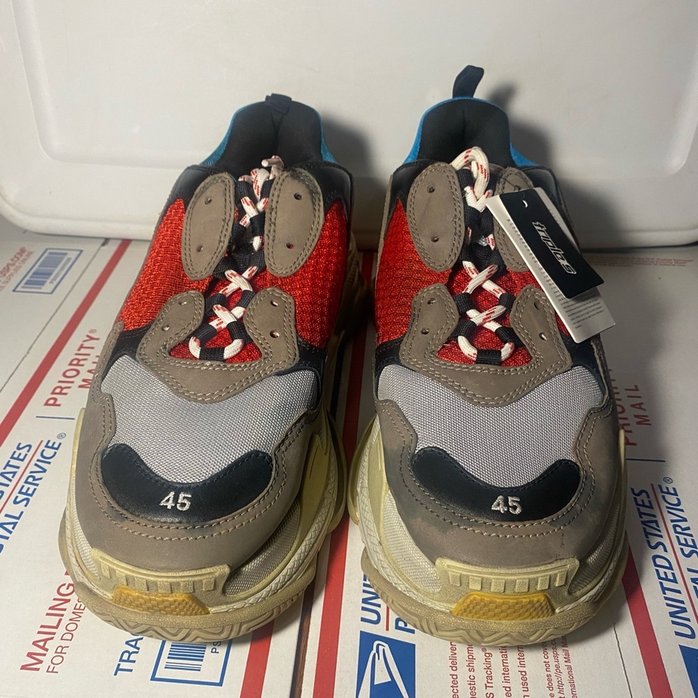 Balenciaga Triple S Sneaker 'Blue Red' 2018 Mens Fashion Shoes Size 12 NEW - Picture 8 of 14